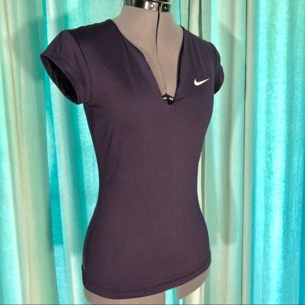 Nike Top Shirt Tennis Dri-Fit V Neck Purple S